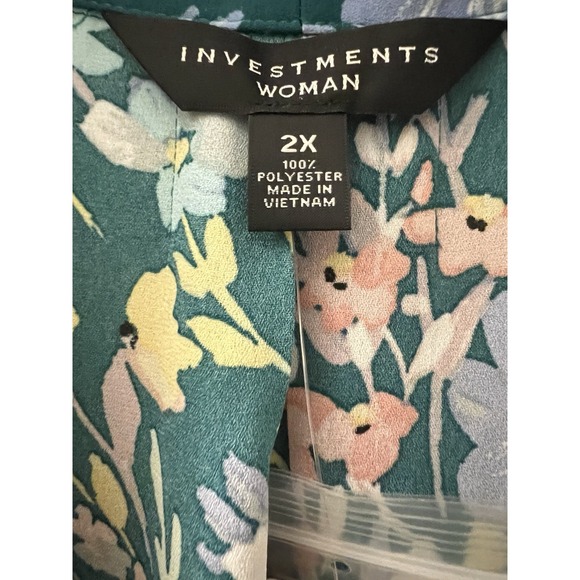 Investments Woman Tunic Plus Size 2X Blouse Shirt 3/4 Sleeve Caroline Green B35 - Picture 5 of 16